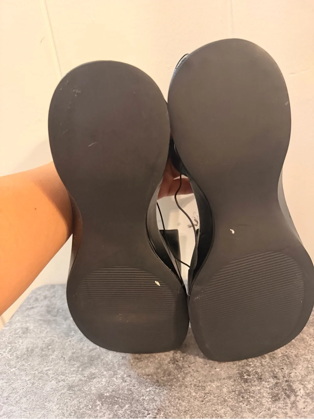 Soda Black Platform Slingback Sandals with Wide Front Strap